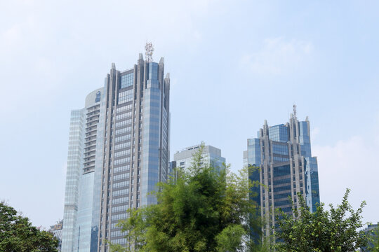 Exterior view of the building and logo of the state-owned enterprise Mandiri Bank in Sudirman Central Business District (SCBD). Jakarta - Indonesia, 06 13 2021