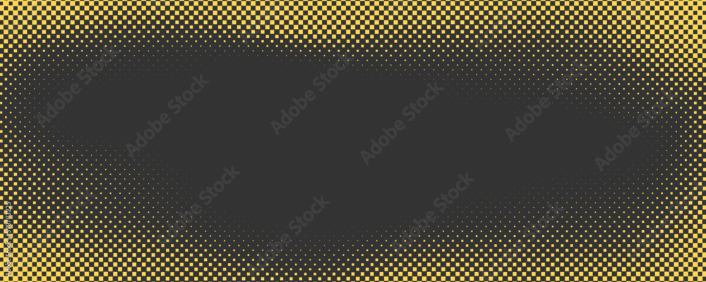 Aufkleber yellow square halftone on dark background. retro comic gradient background. square pixilated dot car