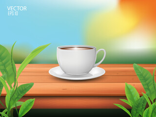 vector illustration coffee cup design template, on the table.
