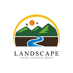 landscape logo design isolated white background. landscape simple Logo symbol vector illustration