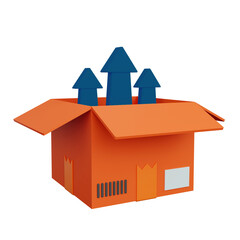 Opening up box package 3D rendering icon isolated, perfect for Ecommerce business presentation