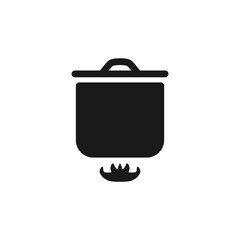 Pot and flame icon, cooking with a big pot symbol. Vector illustration in trendy style. Editable graphic resources for many purposes.