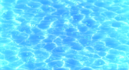 Fototapeta premium キラキラ反射する澄んだ青い水面の波紋の背景 海・夏・プール・夏休みのイメージ