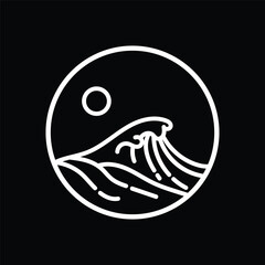 Vector flat illustration surfing theme badge design. For t-shirt prints  posters  stickers and other uses.