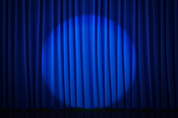 Background with spotlights on blue curtains, reminiscent of a movie theater or stage