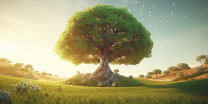 Big Tree growth background, World environment day concept. Generative AI