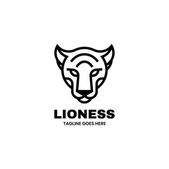 Vector Logo Illustration Lion Line Art Style.