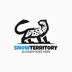 Vector Logo Illustration Snow Leopard Line Art Style