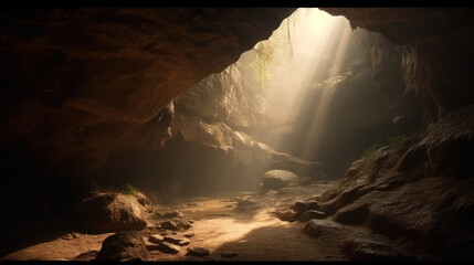 Light coming through a cave, Generative AI