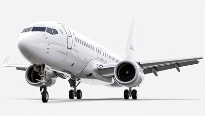 Obraz premium White jet engine airplane against a white background