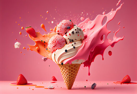 Melting ice cream cone.  ilustrator