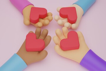 掌の上のハート　多人種