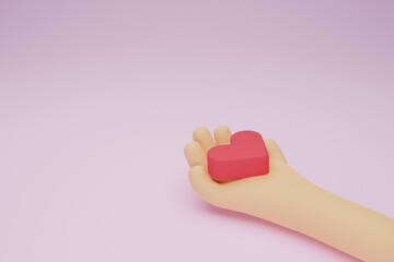 掌の上の赤いハート