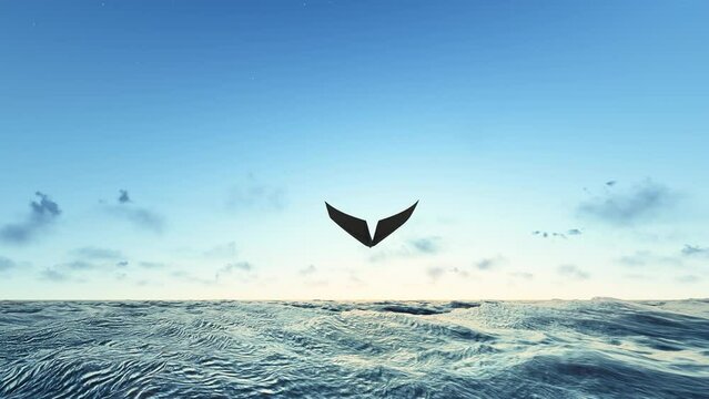 Paper airplanes fly freely over the sea level and fly far away