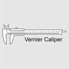 Illustration vector graphic of Vernier Caliper manual scale isolated on white background.