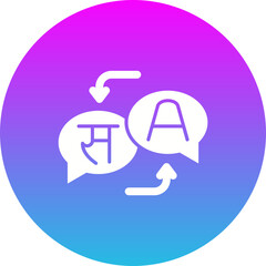 Translator Gradient Circle Glyph Inverted Icon