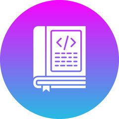 Coding Book Gradient Circle Glyph Inverted Icon