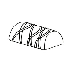 Vector image of Candy in doodle style. Confectionery in Chocolate with filling. Isolated sweet Dessert in the form of a candy bar.