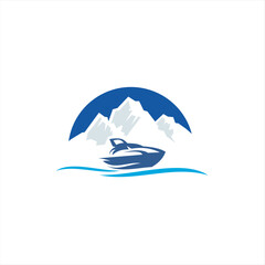 Boat logo with boat and mountain combination, suitable for various company brands with maximum effect.