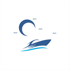 Boat logo with boat and mountain combination, suitable for various company brands with maximum effect.