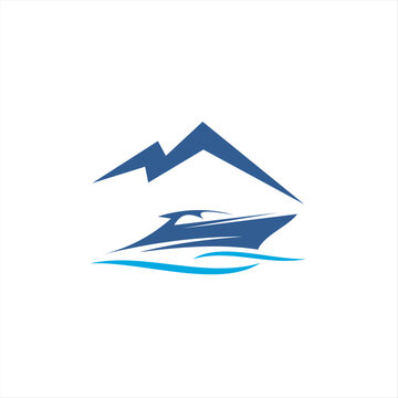 Boat logo with boat and mountain combination, suitable for various company brands with maximum effect.