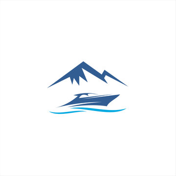 Boat logo with boat and mountain combination, suitable for various company brands with maximum effect.