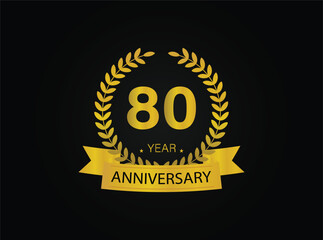 80th golden anniversary logo. with ring and ribbon.