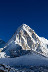 Ama Dablam lit by the morning sun in Sagarmatha (Everest) national park, Nepal.