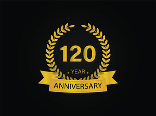 Fototapeta premium 120th golden anniversary logo. with ring and ribbon.