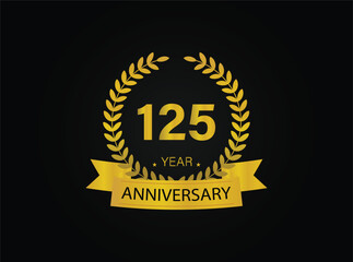 125th golden anniversary logo. with ring and ribbon.