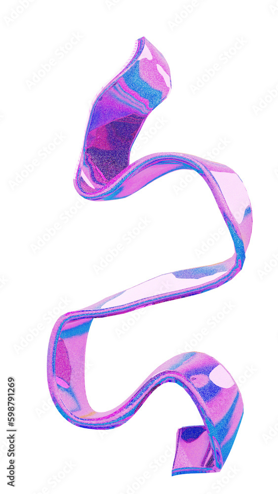 Fototapete 3d ribbon glass hologram of abstract shape in the form of a wave. of 3d rendering