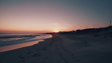 Fototapeta na wymiar wonderful dusk at the beach cinematic. Created with generative technology.