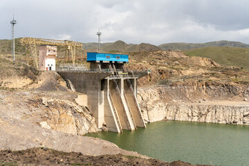 dam on the river in summer