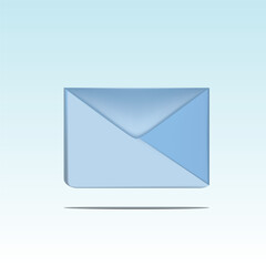Blue envelope with document. unread e-mail. 3D vector illustration isolated on light blue background. Work, business concept. 