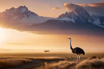 Schilderijen op glas ostrich at sunset © Md Imranul Rahman