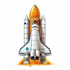 Cartoon rocket space ship take off, isolated vector illustration. spaceship icon logo. Generative Ai.