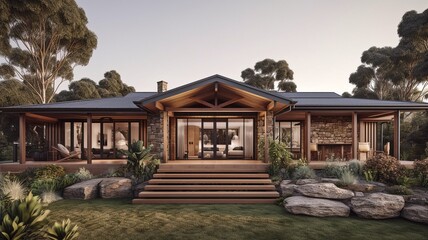 Contemporary home the marriage of a terraced home with contemporary architecture. GENERATE AI