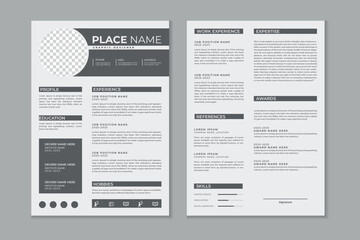 Professional modern and clean double pages resume template, CV layout design with mockup 