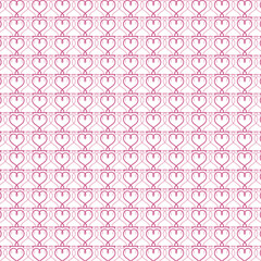 The romantic pink pattern includes repetitive heart patterns.