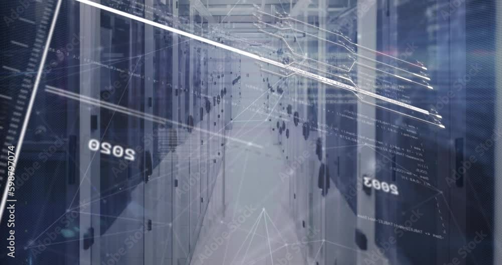 Poster animation of data processing over server room
