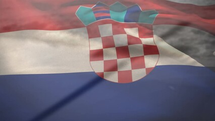 Animation of christian cross and flag of croatia - Powered by Adobe