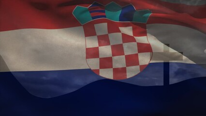 Animation of christian cross and flag of croatia - Powered by Adobe