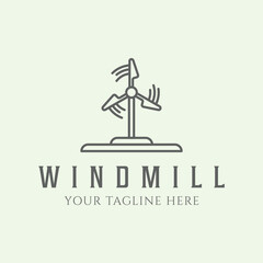 business windmill line art logo minimal design illustration icon
