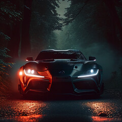sports car night times at woods generative AI