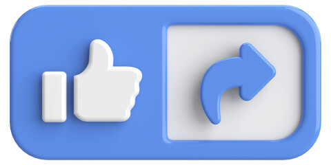 Naklejka premium Like and share button. 3D illustration.