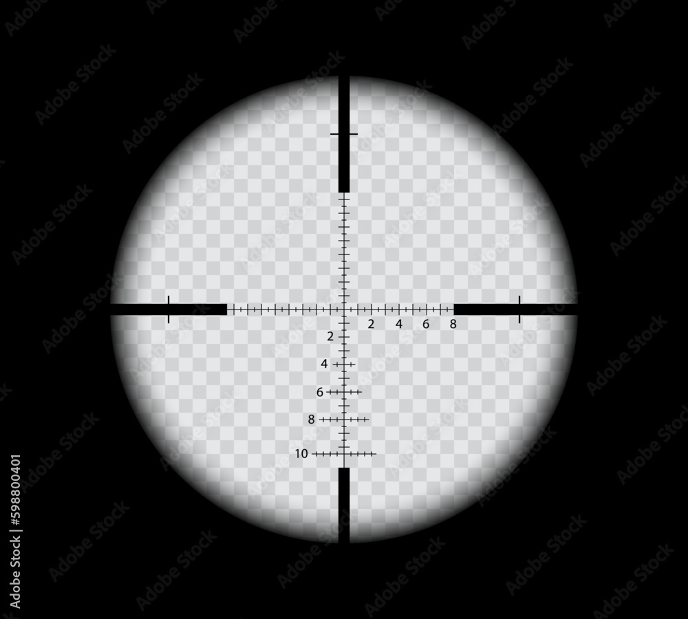 Poster military sniper scope with crosshair sight view of gun target, vector aim reticle. sniper scope view