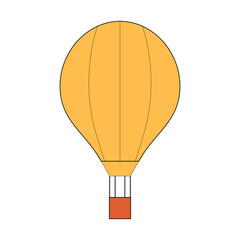 Yellow air balloon isolated on white background. Groovy cartoon vector illustration. Line art clip art