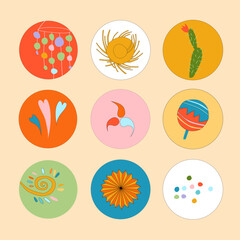Vector illustration of circles for social networks for eternal stories on the theme of carnival