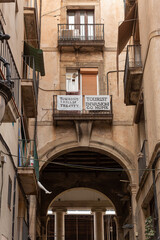 Protests banners against tourists and tourism Barcelona