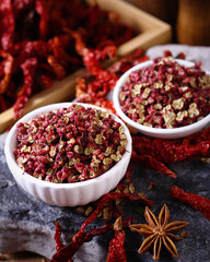 Piper nigrum,Chinese red pepper,black pepper,Zanthoxylum schinifolium(huajiao),fresh and dried peppercorns